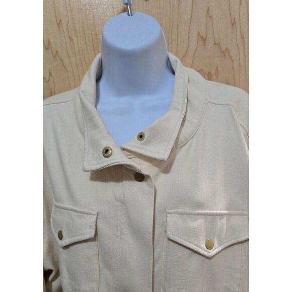 D & G 2X Beige Cotton Jacket With Drawstring Waist & Snap Pockets boho - Picture 1 of 9